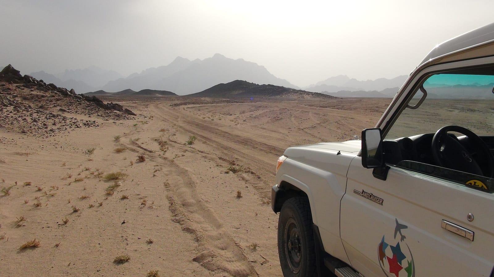 Desert track and mountains on a Hurghada safari